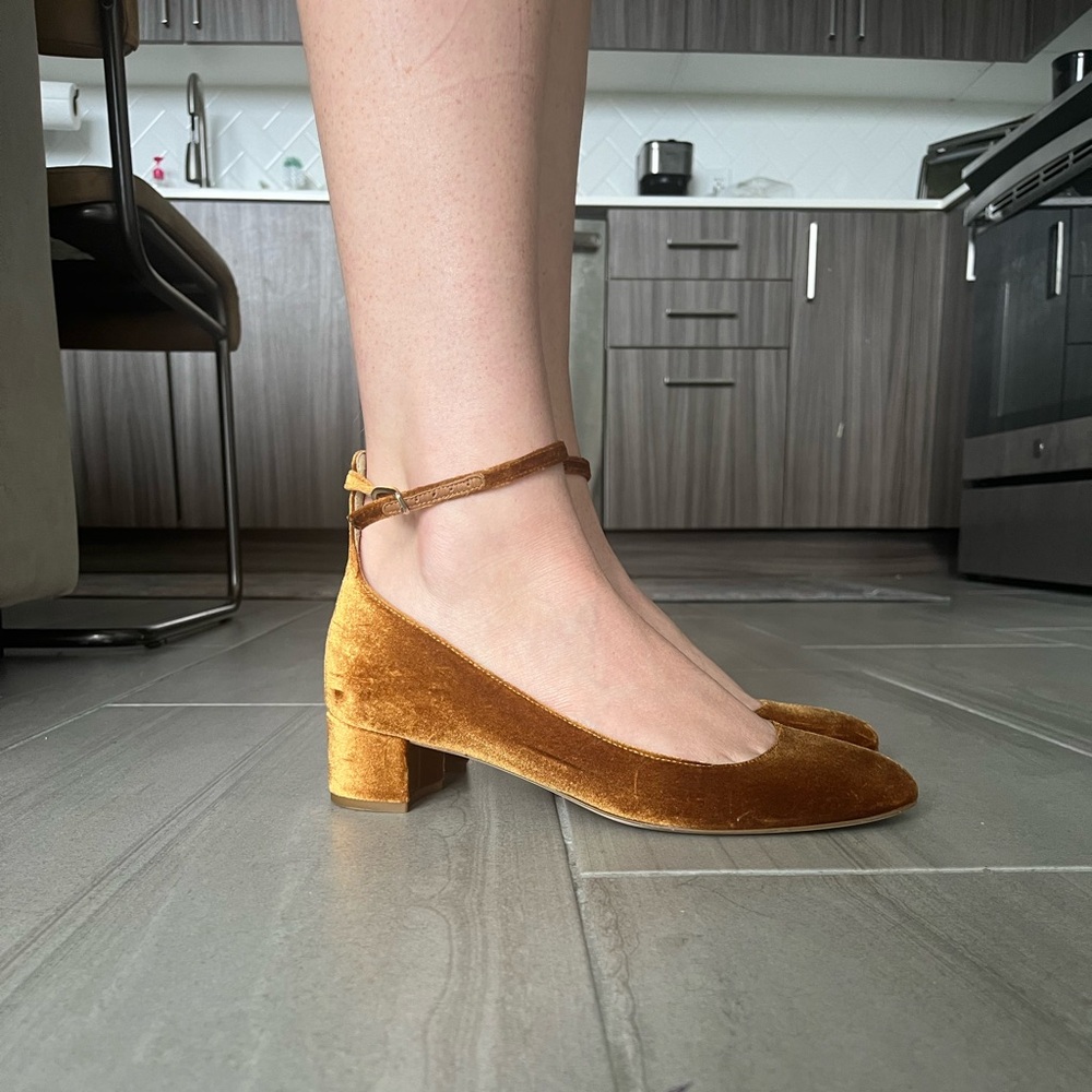 Golden Velvet Jcrew Low Pumps